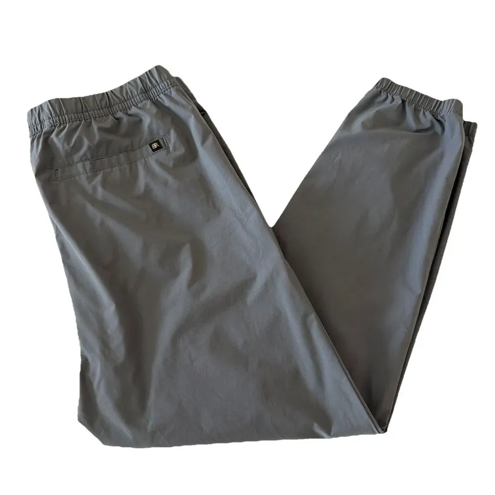 Banana Republic Mens Sz L Jogger Pants Gray Performance Tech Elastic Waist Tie